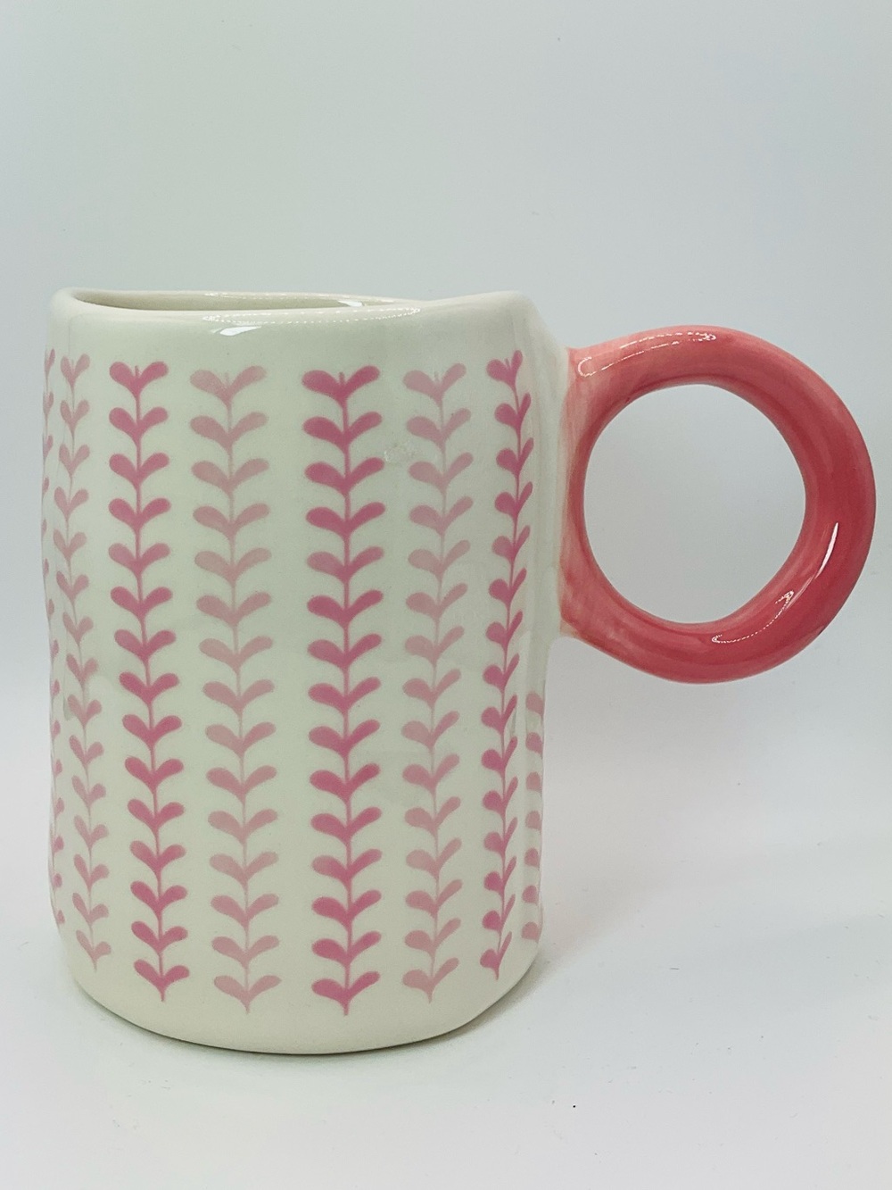 🌼4/$10🌼 NWT Pink Heart Pattern Ceramic Coffee Mug Cup with Loop Handle